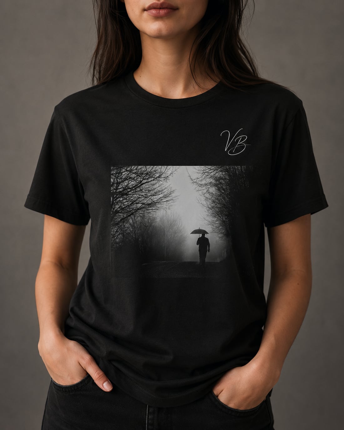 Exemplu tricou negru cu fotografie imprimată