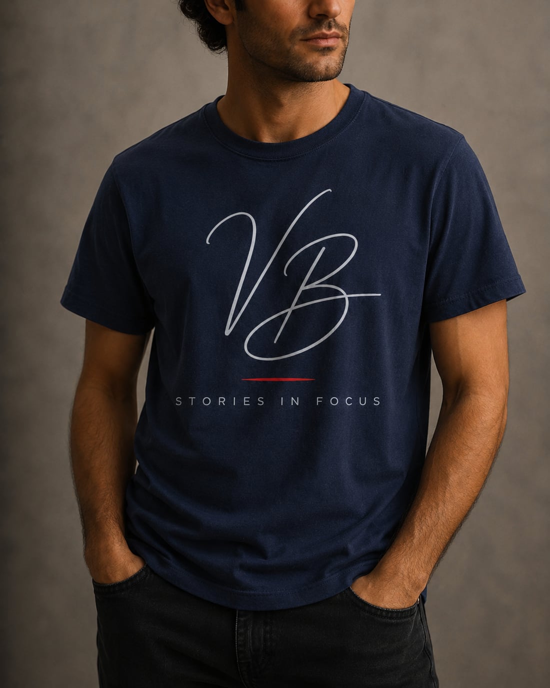 Exemplu tricou navy pentru bărbați cu logo VB