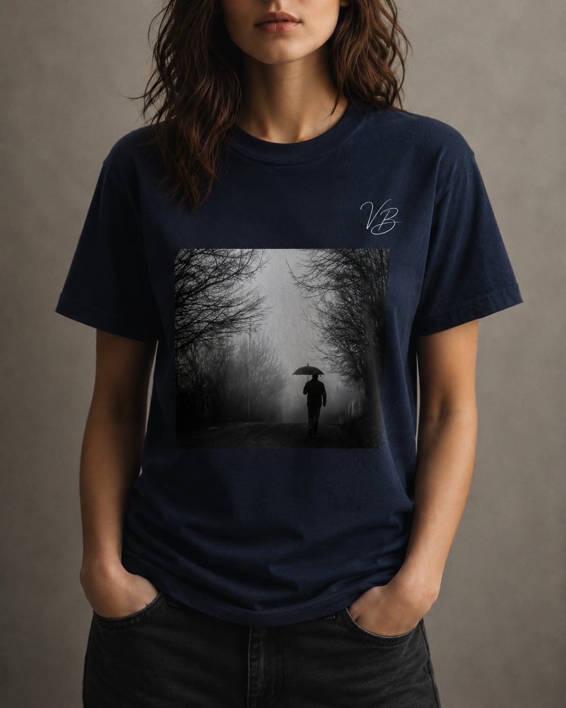 Exemplu tricou navy cu fotografie imprimată