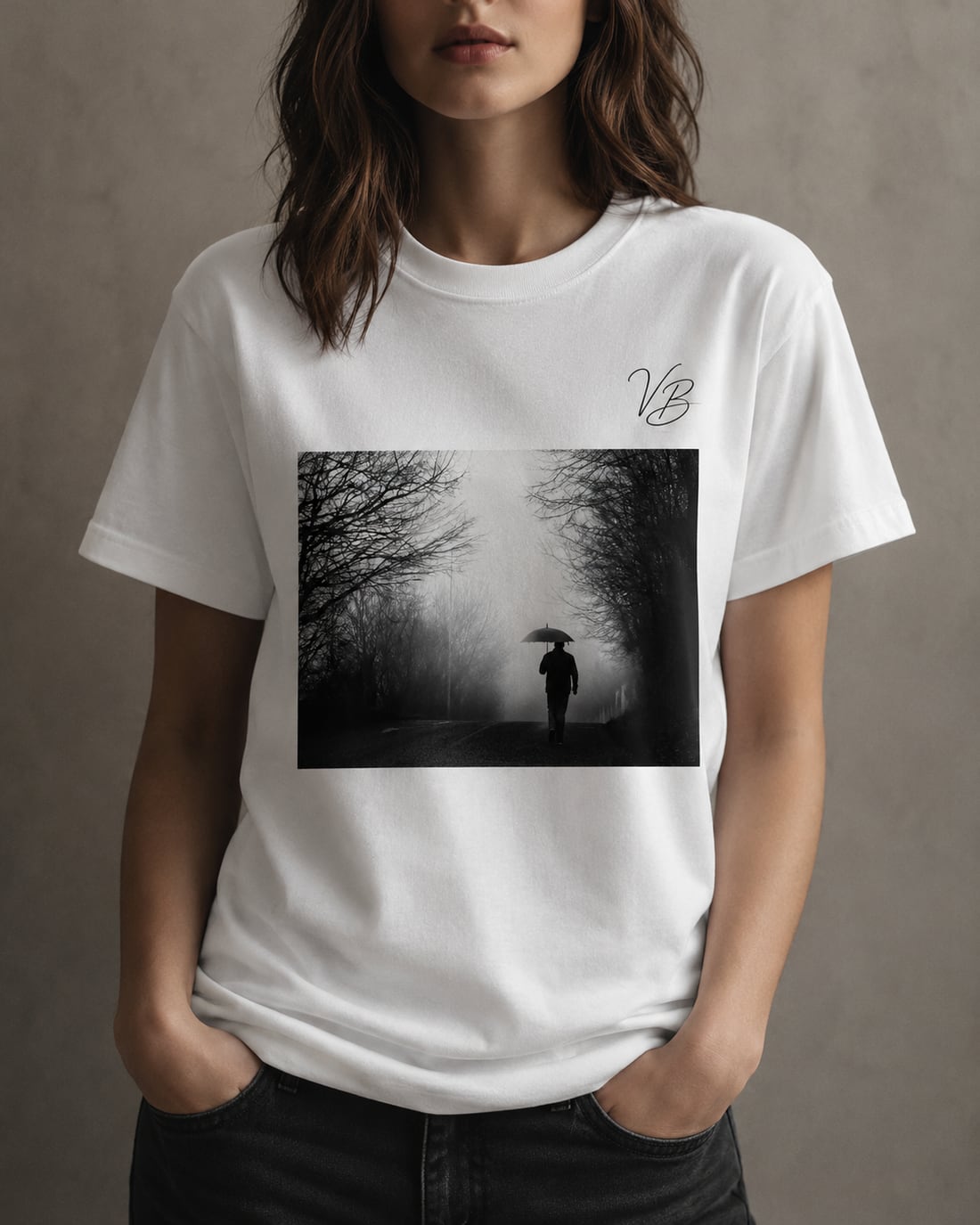 Exemplu tricou alb cu fotografie imprimată
